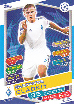 Olexandr Gladkiy Dynamo Kyiv 2016/17 Topps Match Attax CL #DYN17